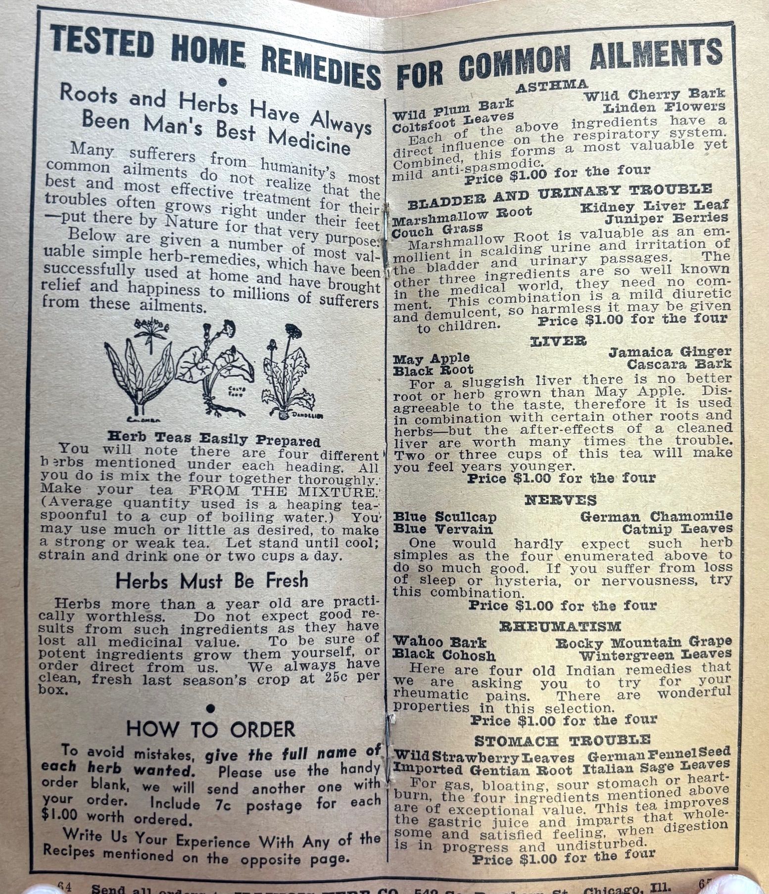 (*NEW ARRIVAL*) (Herbs) Illinois Herb Co. The Herb Doctor or Nature's Road to Health: A Guide to the Preparation of Valuable Botanical Medicines for Home Use