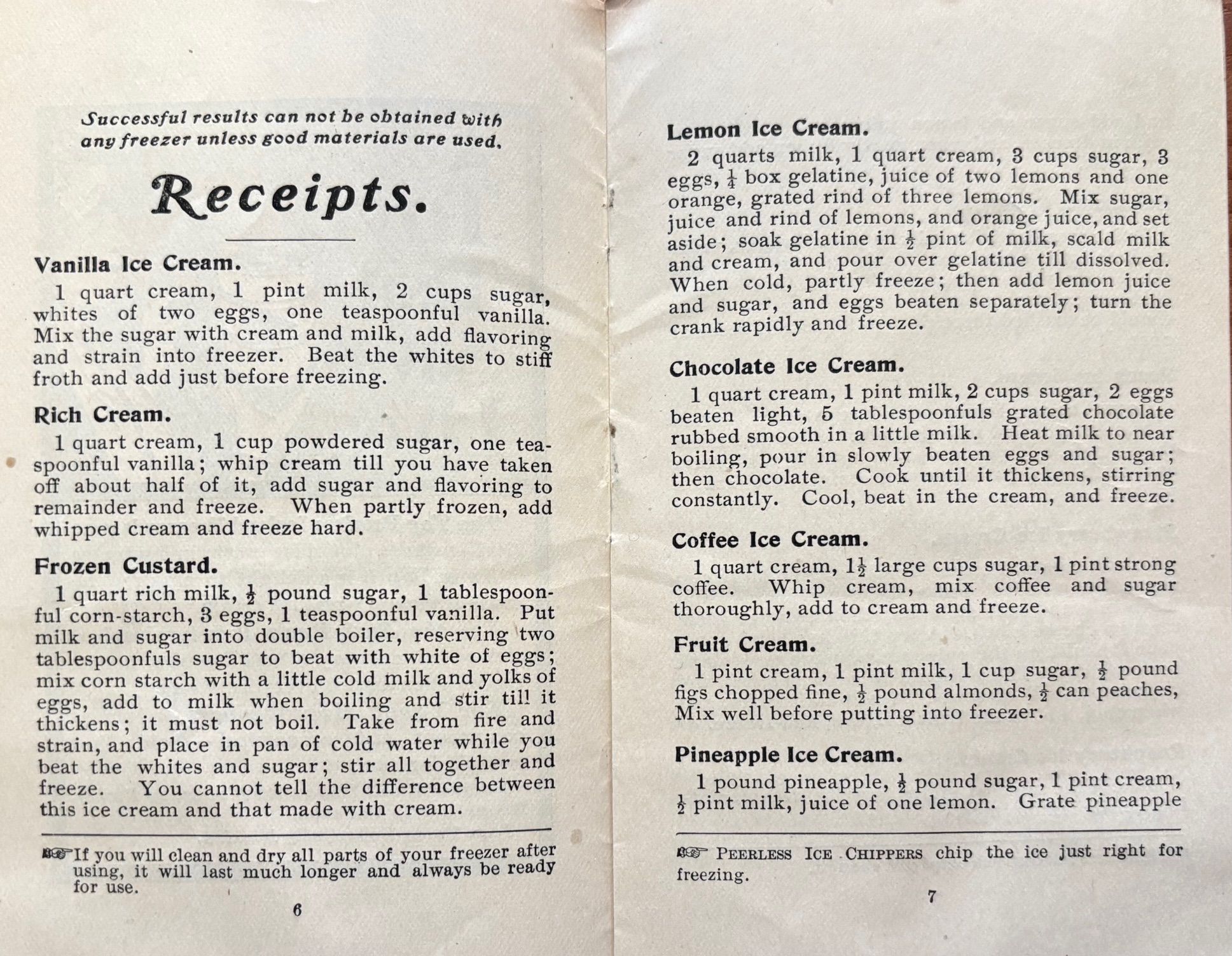 (*NEW ARRIVAL*) (Ice Cream) Fifty Receipts for Making Ice Cream, Water Ices, erc., and Directions for Freezing Them