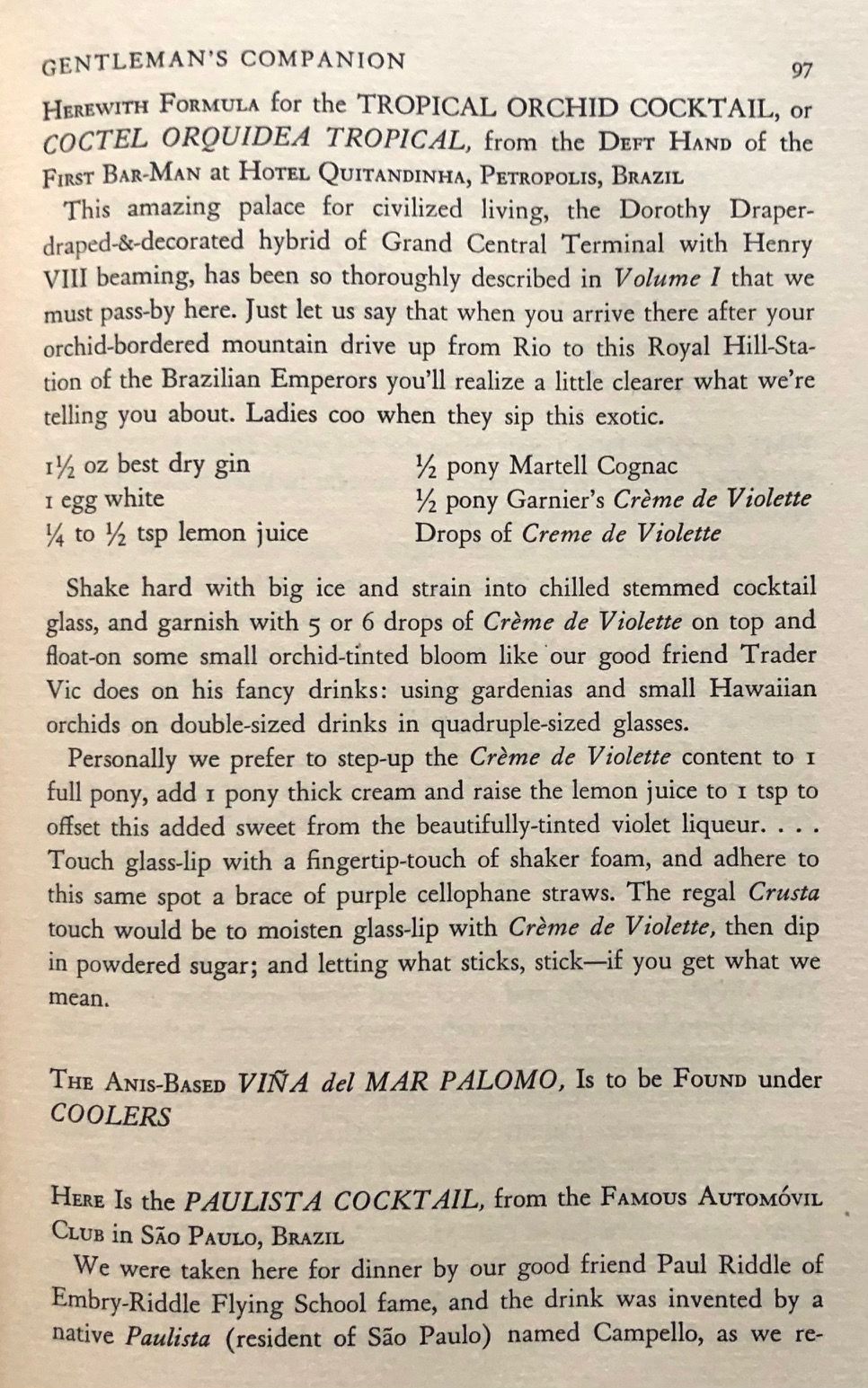 (Cocktails) Baker, Charles H., Jr. The South American Gentleman's Companion: Volume I Being an Exotic Cookery Book, Volume II Being an Exotic Drinking Book. 2 vols.