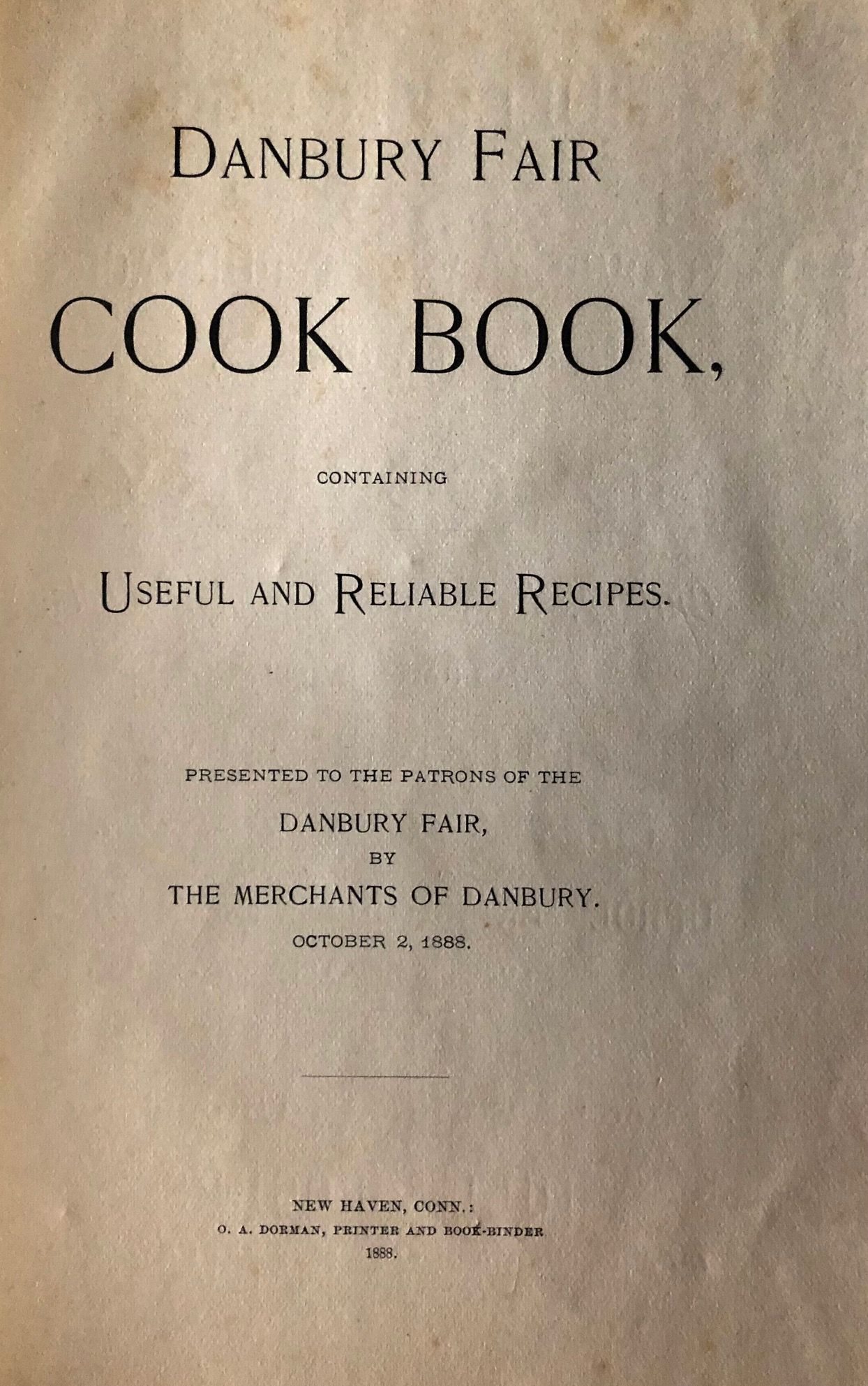 (Connecticut) Merchants of Danbury. Danbury Fair Cook Book