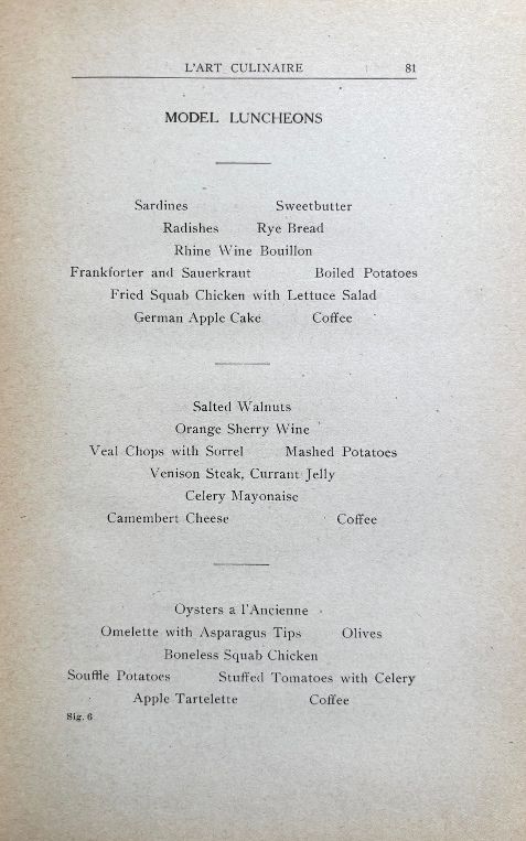 (*NEW ARRIVAL*) (San Francisco) Hirtzler, Victor. Hotel St. Francis Book of Recipes and Model Menus: L'Art Culinaire.