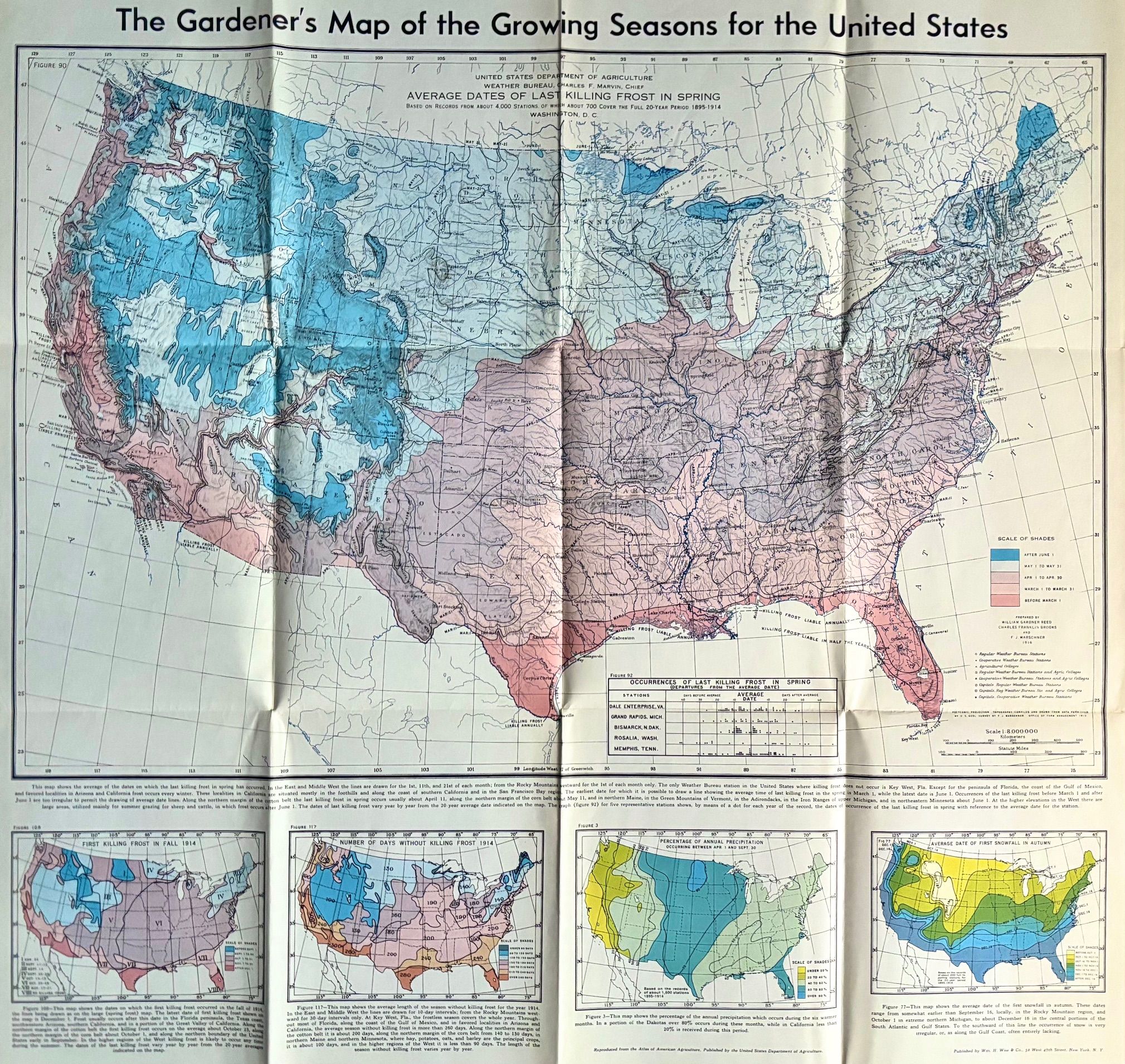 (*NEW ARRIVAL*) (Gardening) E.L.D. Seymour. The Gardener's Map of the Growing Seasons for the United States