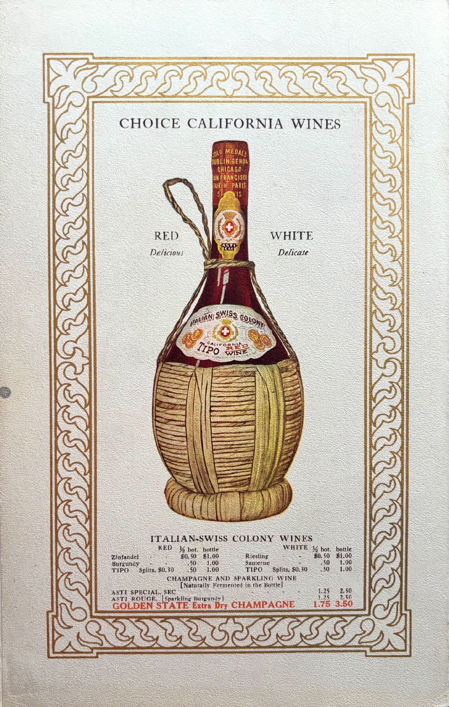 (*NEW ARRIVAL*) (San Francisco - Bergez-Frank Old Poodle Dog). Wine List