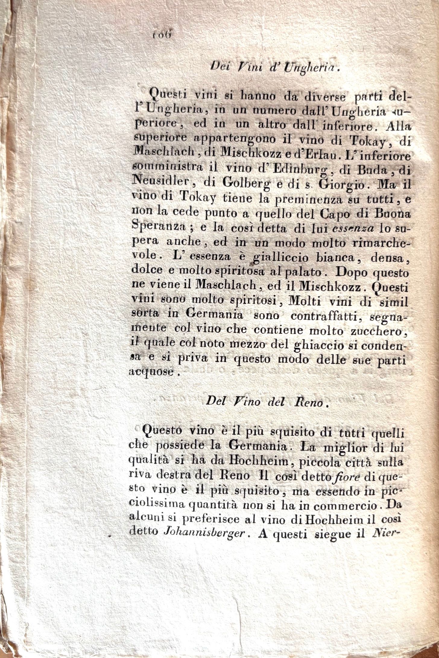 (*NEW ARRIVAL*) (Wine - Italian) [Giovanni Pozzi]. Del Vino delle sue Malattie e de'soui Remidi e deli Mezzi per Iscoprirne le Falsificazioni dei Vine Artificiali e della Fabbricazione dell'Aceto