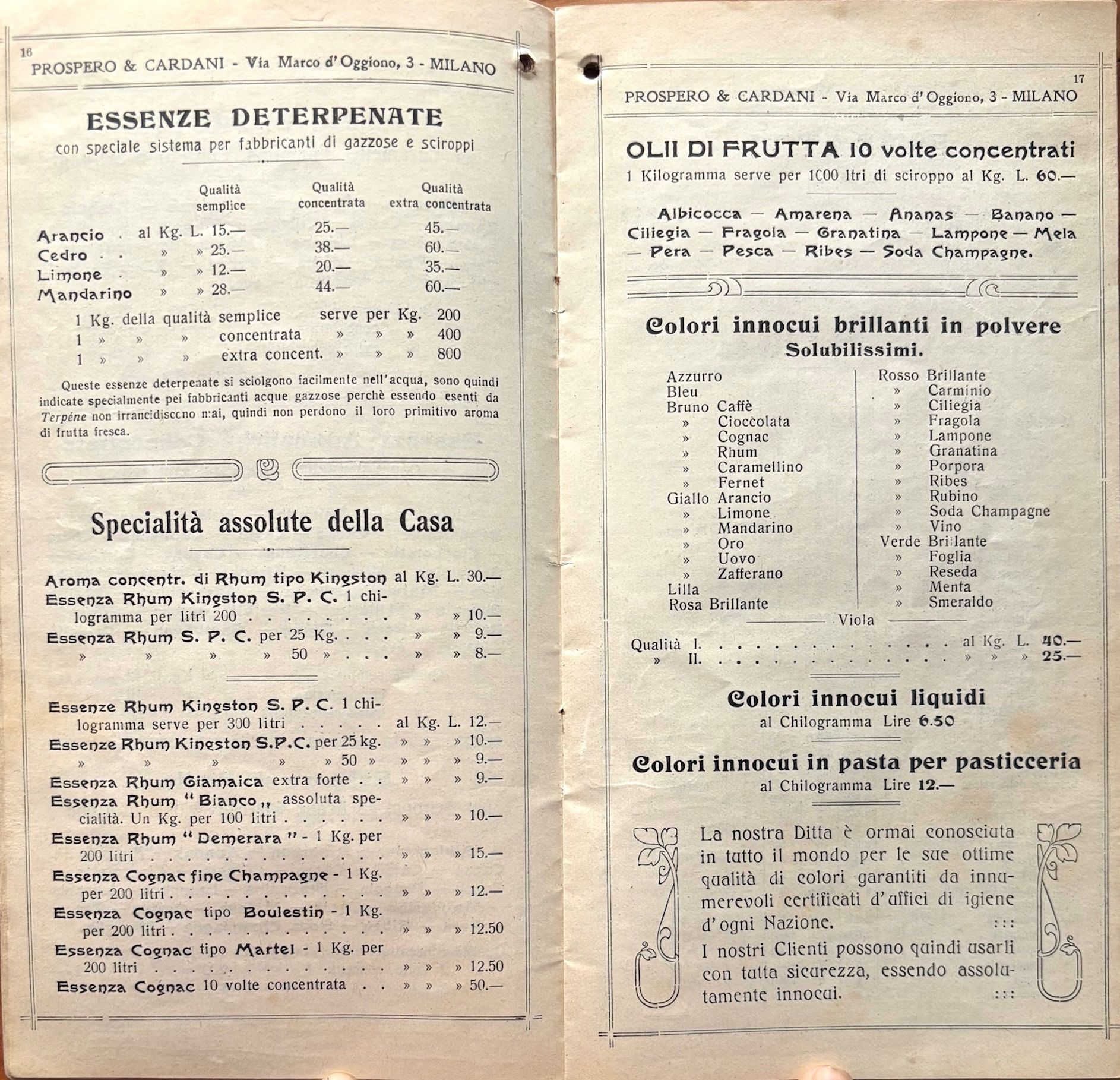 (*NEW ARRIVAL*) (Spirits) Distilleria Prospero & Cardani. Catalogo Periodico Semestrale