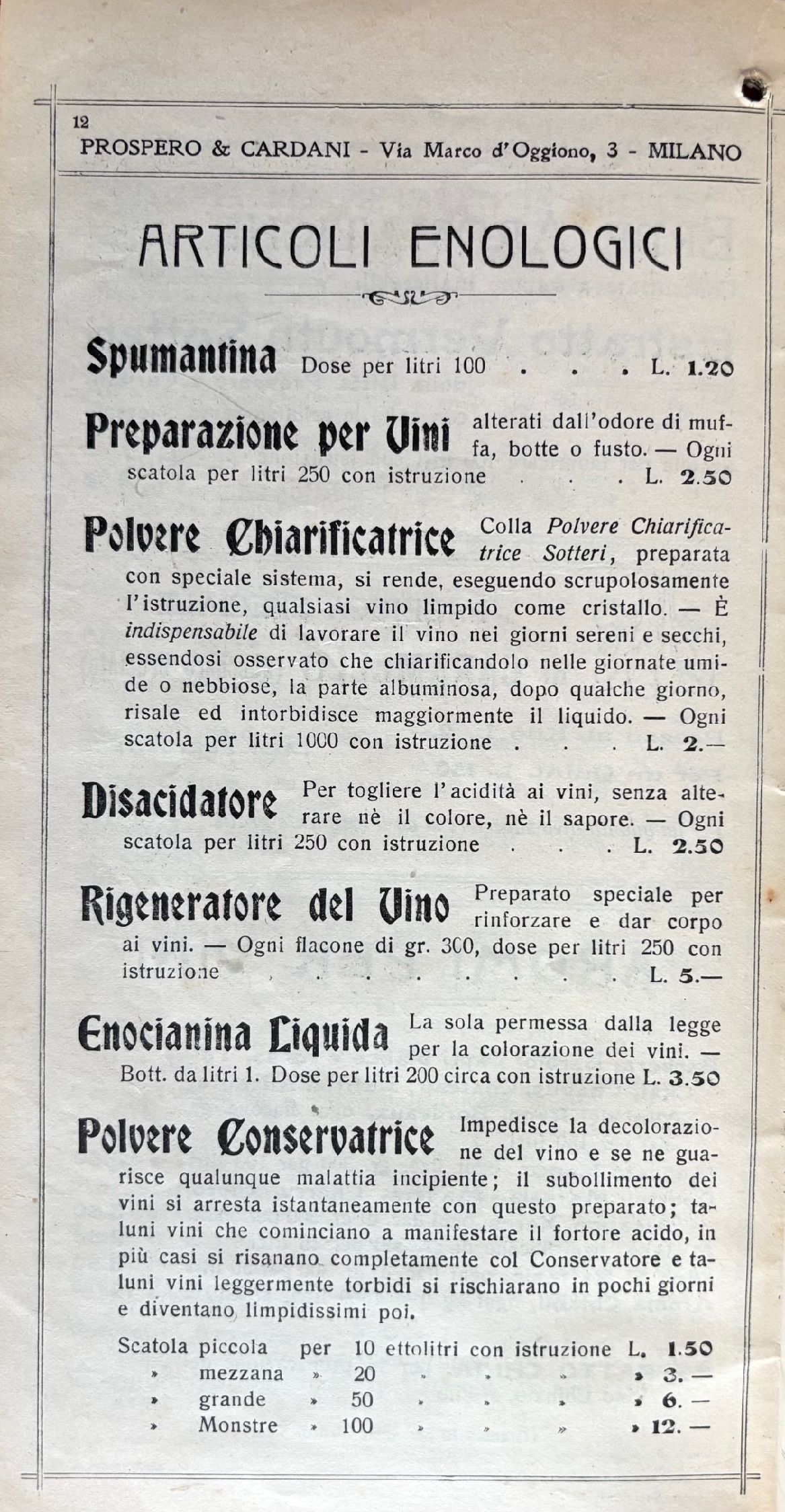 (*NEW ARRIVAL*) (Spirits) Distilleria Prospero & Cardani. Catalogo Periodico Semestrale