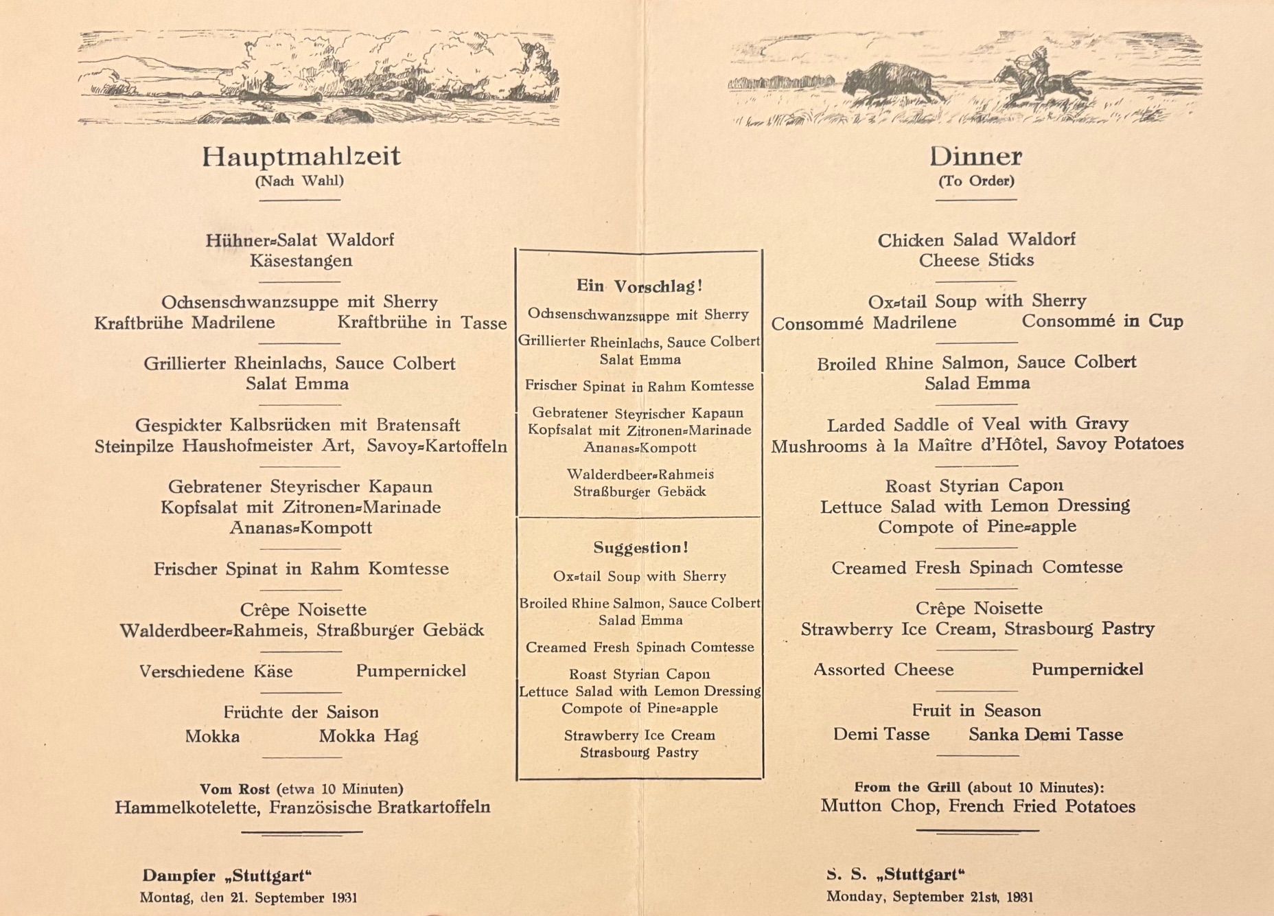 (*NEW ARRIVAL*) Nord Deutscher Lloyd Bremen. Hauptmahlzeit - Dinner
