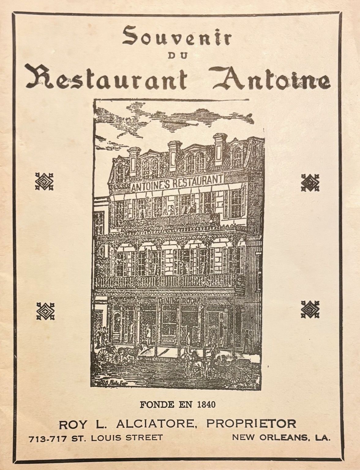 (*NEW ARRIVAL*) (New Orleans) Souvenir du Restaurant Antoine