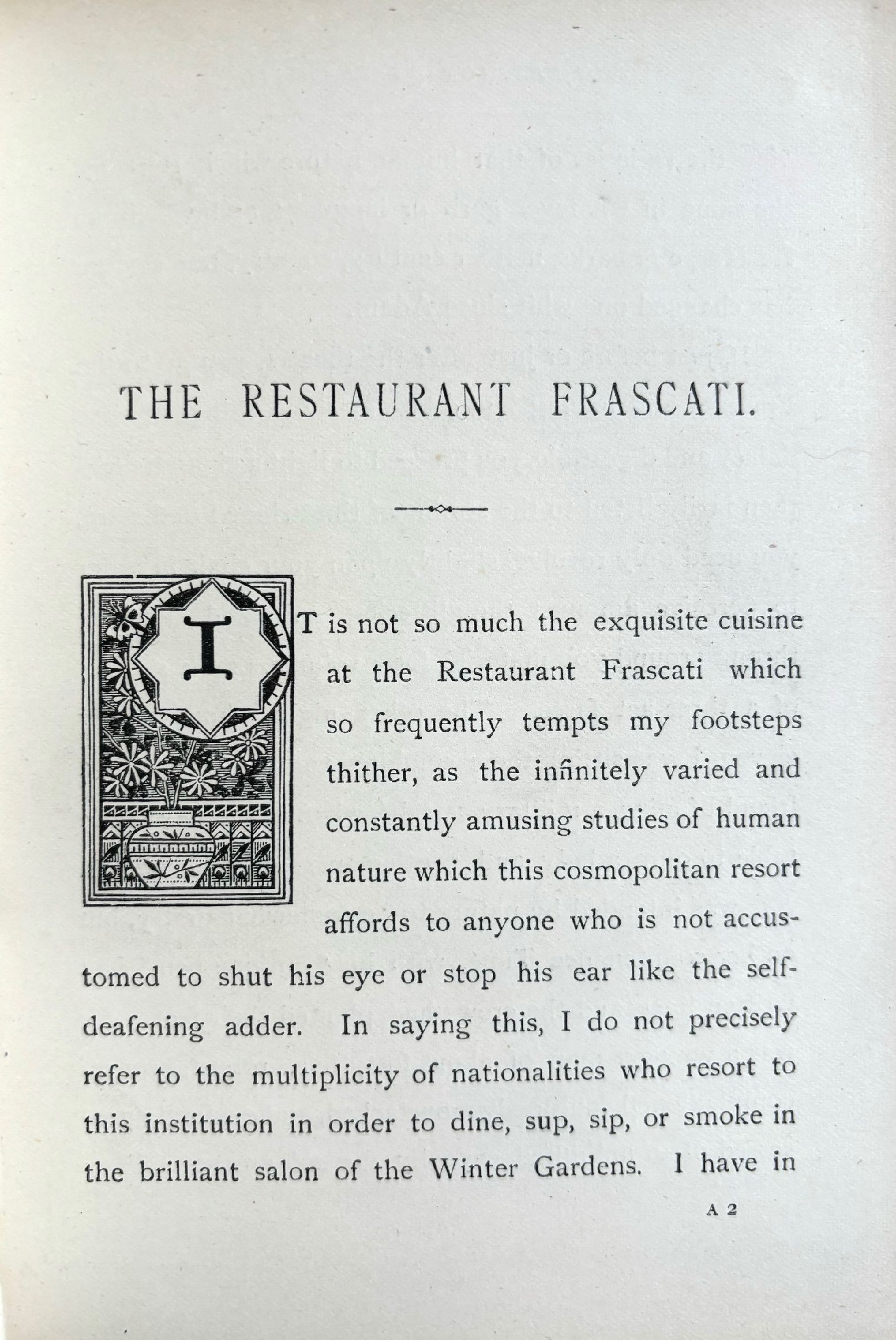 (Restaurants - London) The Restaurant Frascati