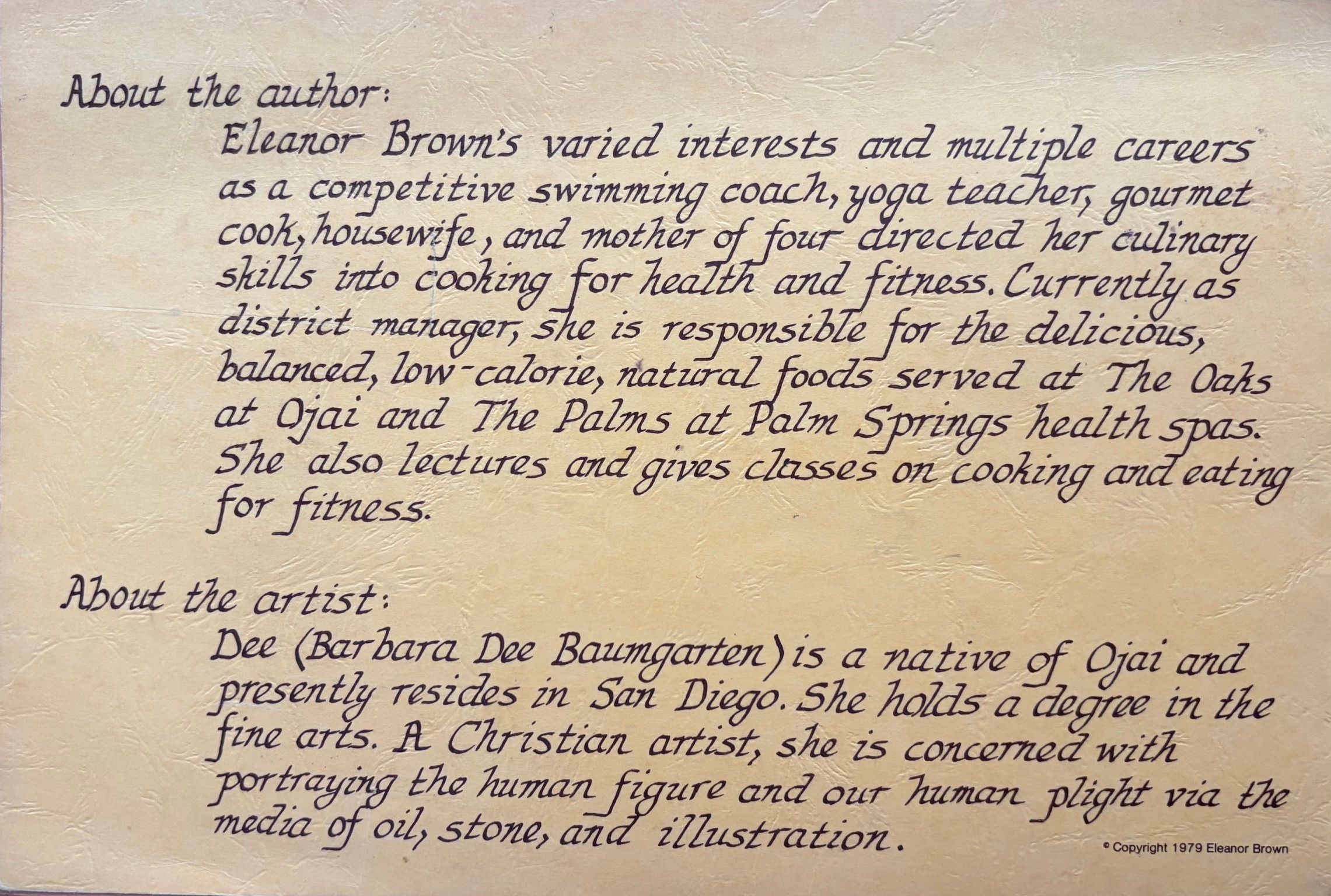 (*NEW ARRIVAL*) (California - Palm Springs) Eleanor Brown. Recipes for Fitness