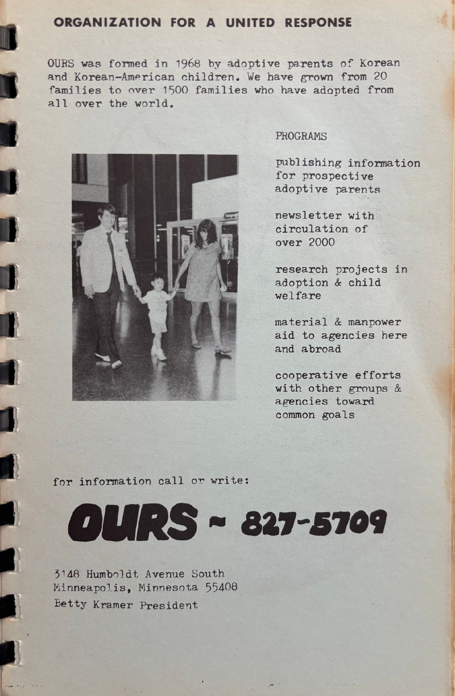 (*NEW ARRIVAL*) (Korean-American) Organization for a United Response. OURS Cookbook