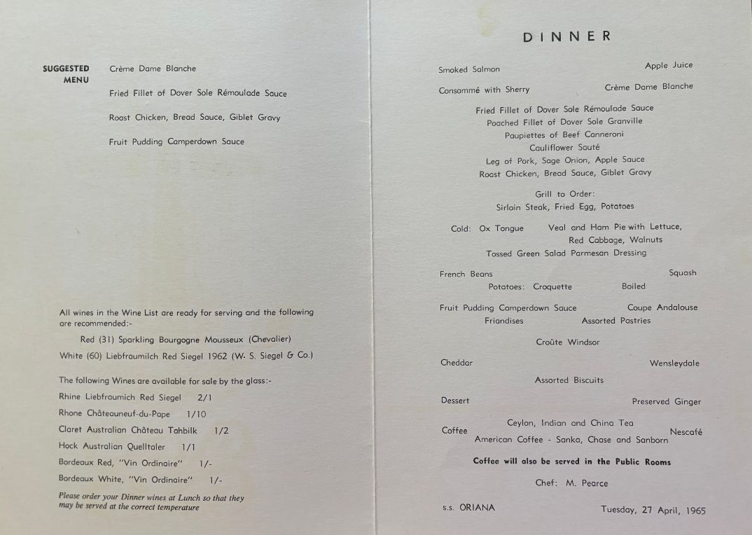 P. & O. Lines. Dinner - Aquatic Sports