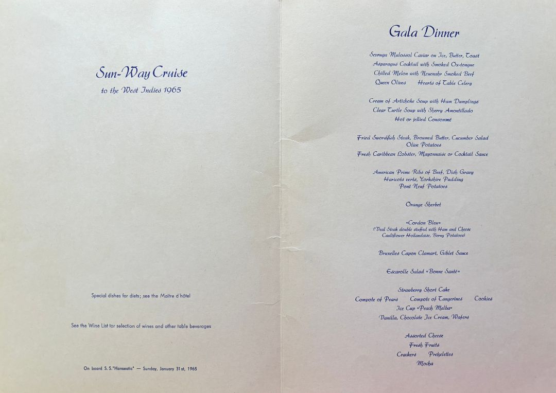 Hamburg-Atlantic Line. Sun-Way Cruise - Gala Dinner