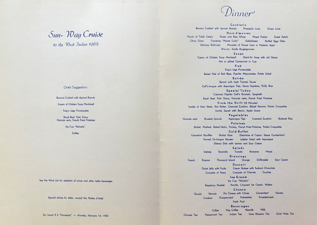 Hamburg-Atlantic Line. Sun-Way Cruise - Dinner
