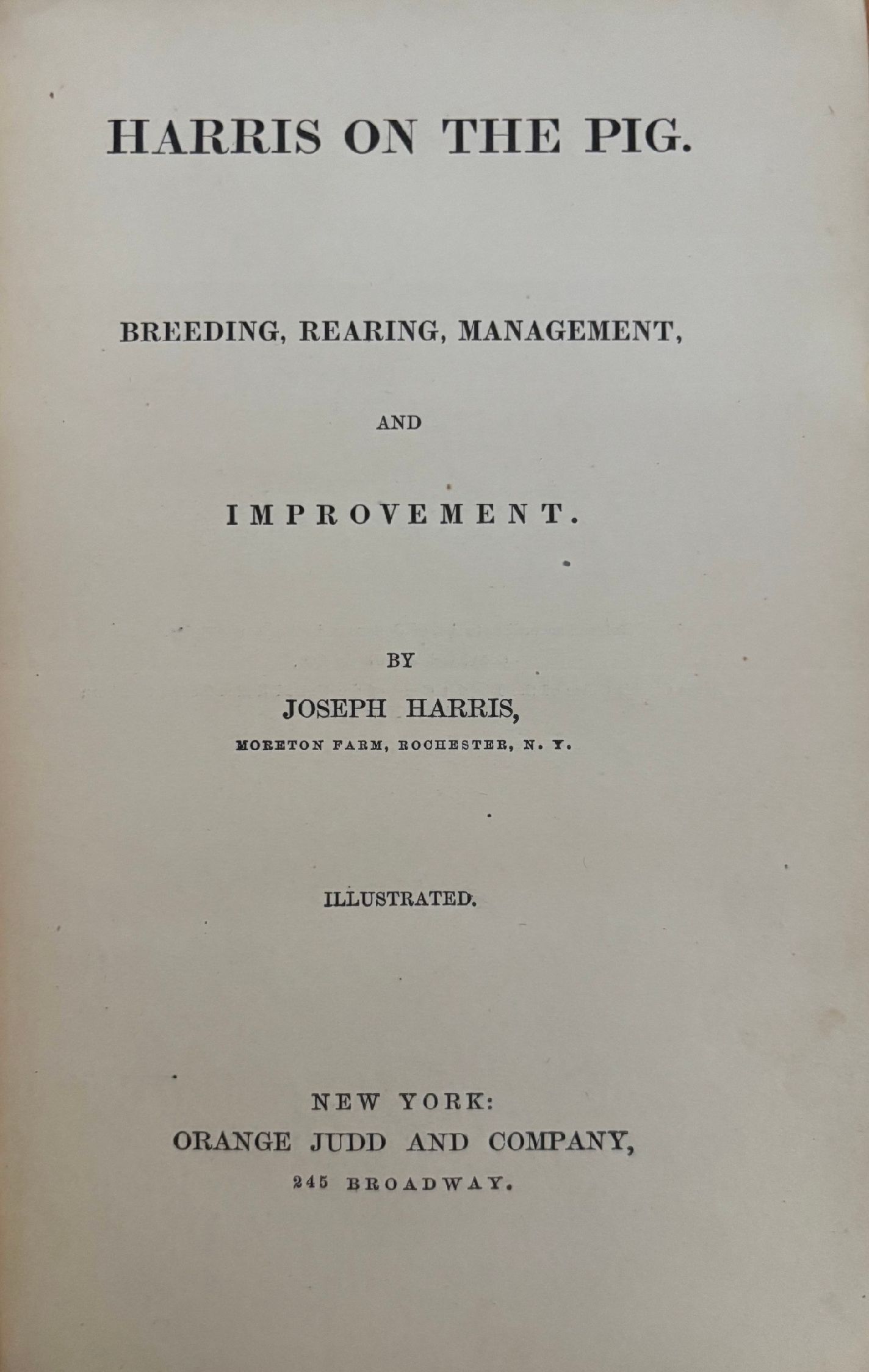 (*NEW ARRIVAL*) (Pork) Joseph Harris. Harris on the Pig: Breeding, Rearing, Management, and Improvement
