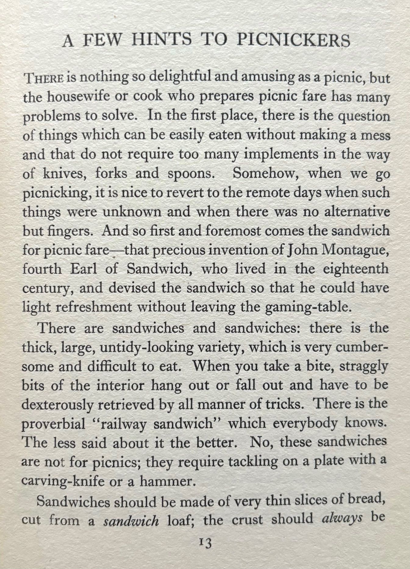 (Outdoors) Countess Morphy. Picnic Snacks