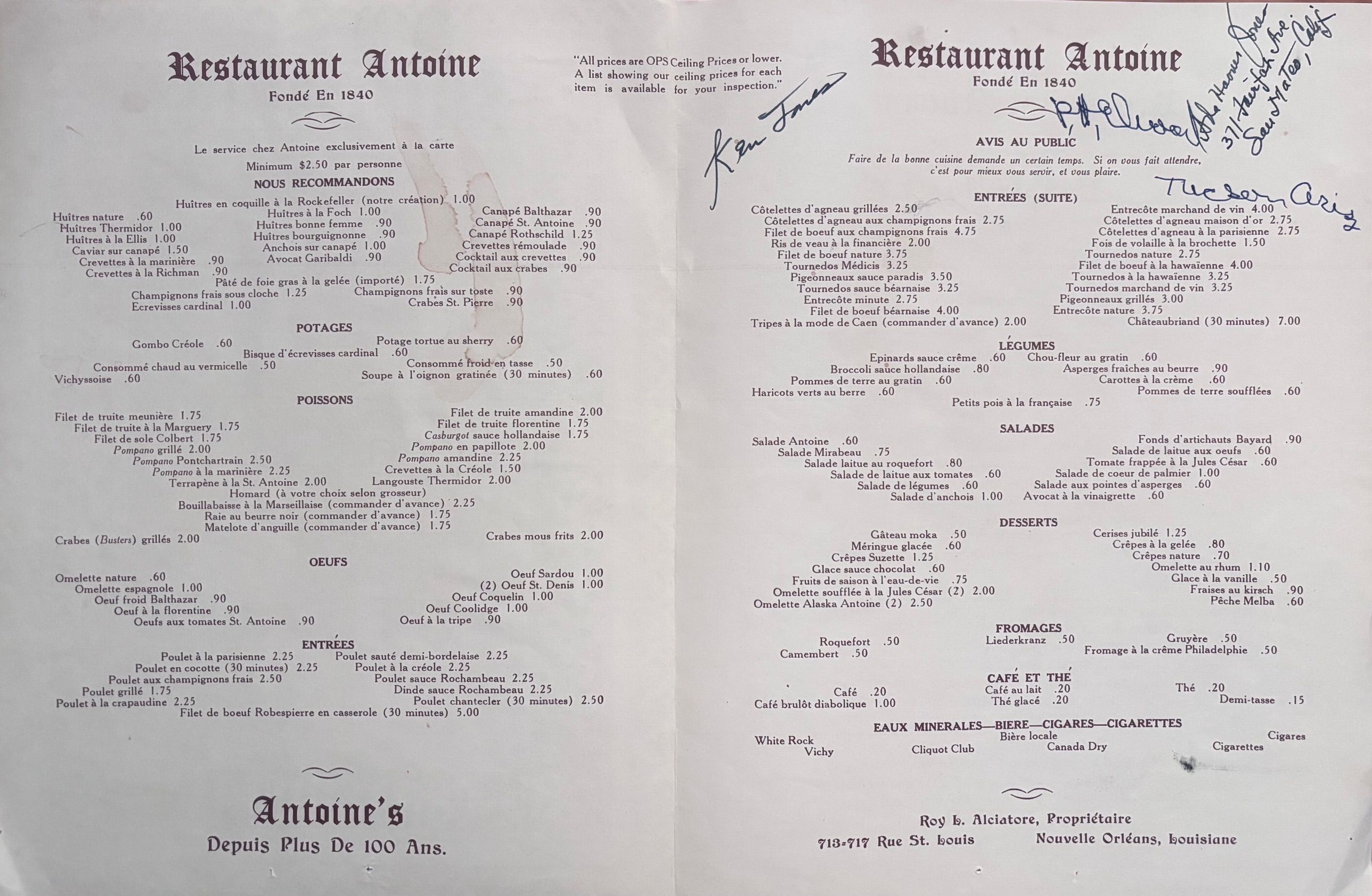 Antoine's Centennial 1840-1940