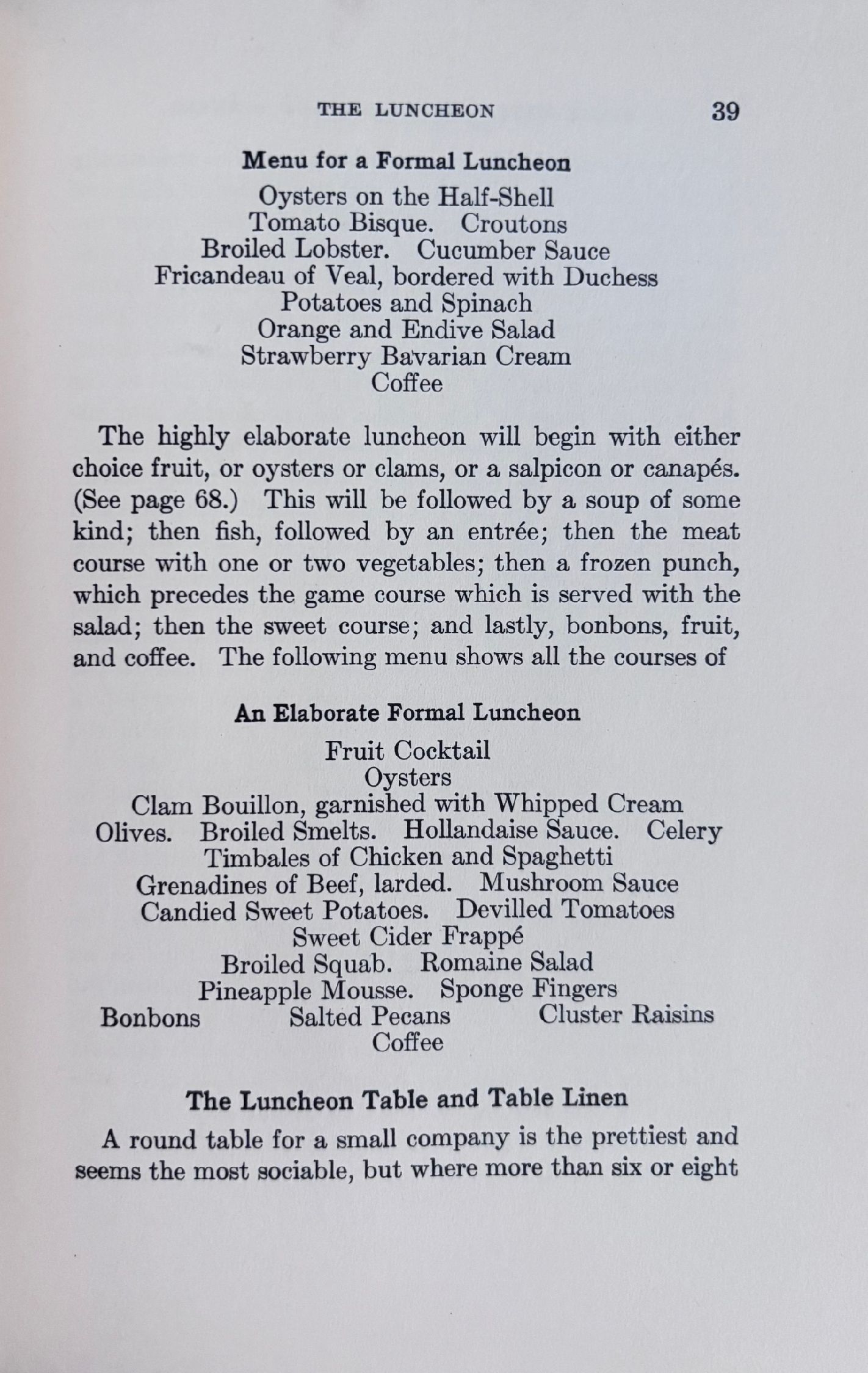 (*NEW ARRIVAL*) (Etiquette) Mary D. Chambers. Breakfasts, Luncheons and Dinners: How to Plan Them, How to Serve Them, How to Behave at Them
