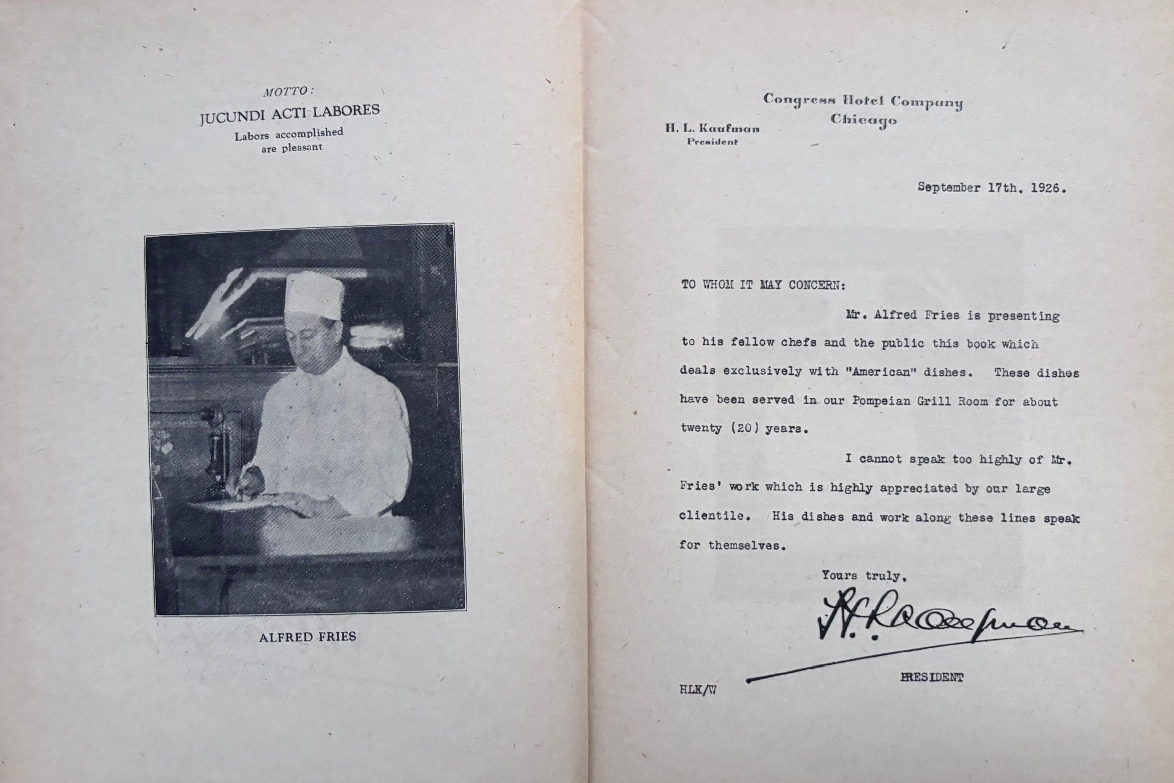 (*NEW ARRIVAL*) Alfred Fries. The Blue Book of American Dishes