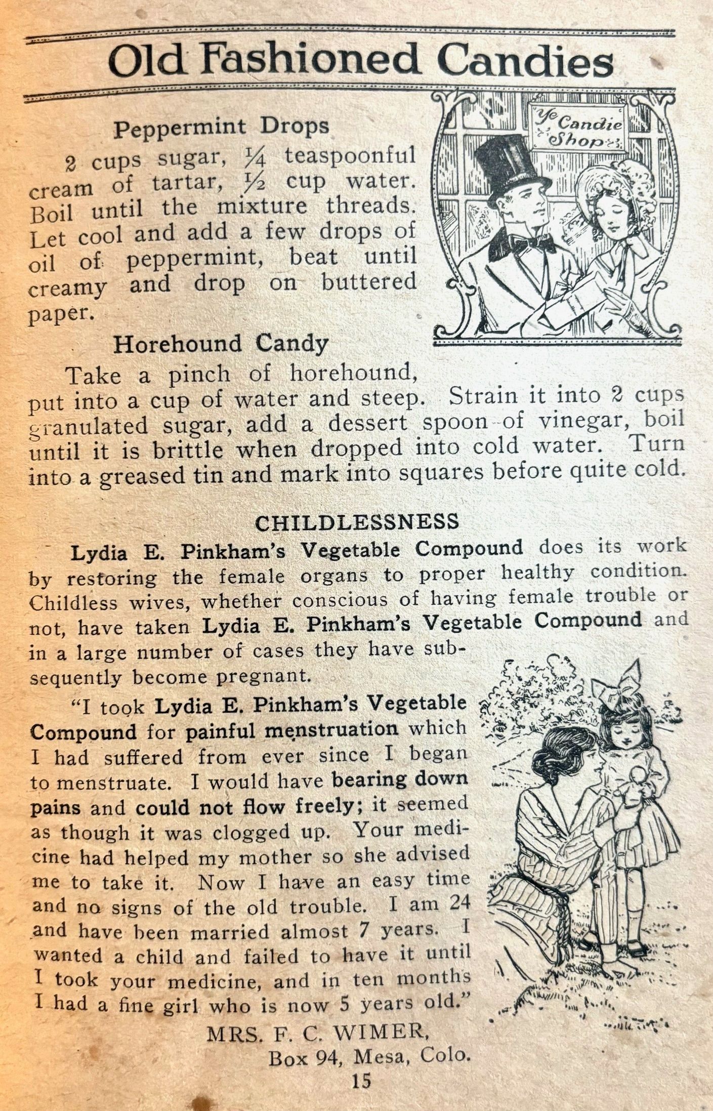(Booklet) Lydia Pinkham. Sweets