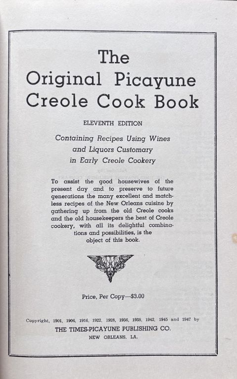 (*NEW ARRIVAL*) (New Orleans) The Original Picayune Creole Cook Book
