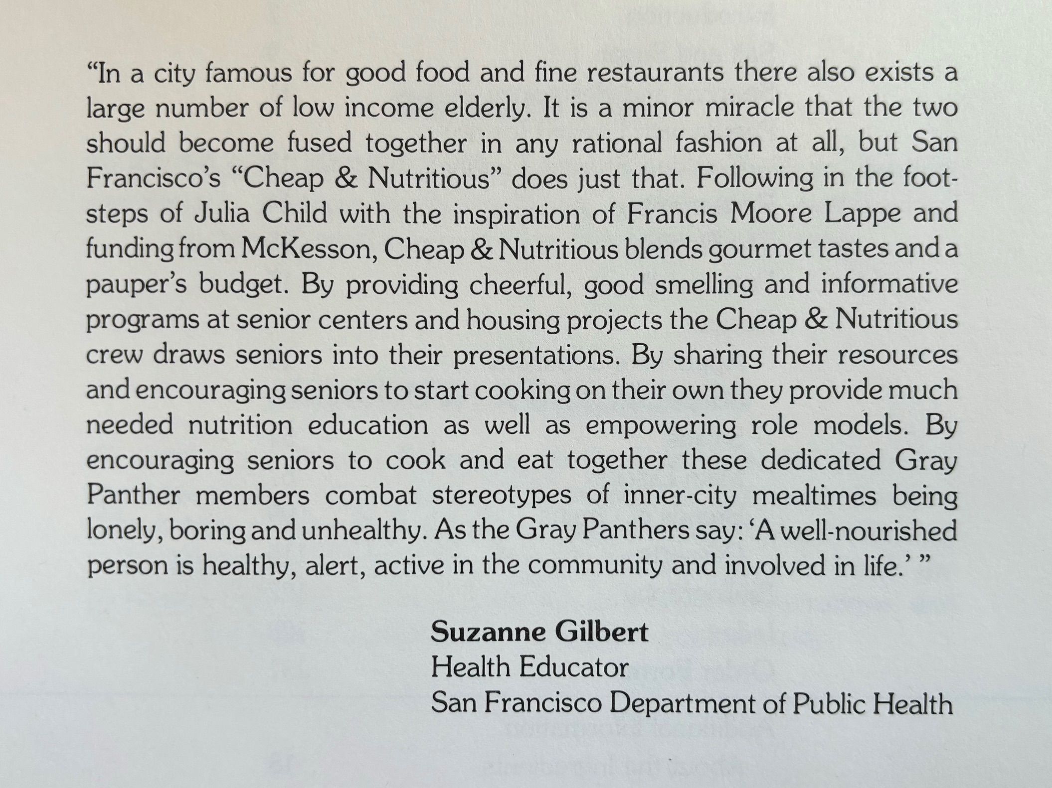 (San Francisco) Gray Panthers of S.F. Cheap and Nutritious (And Delicious) Cookbook