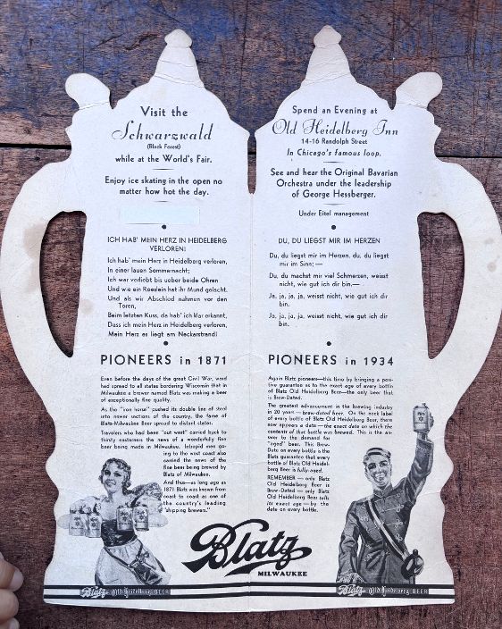 Blatz Old Heidelberg Beer. Old Heidelberg Inn - World's Fair 1934