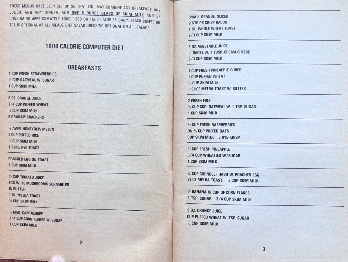 (*NEW ARRIVAL*) (Computers) Computer Diet: Three 21 Day Computer Diets - Over 3500 Calorie Listings