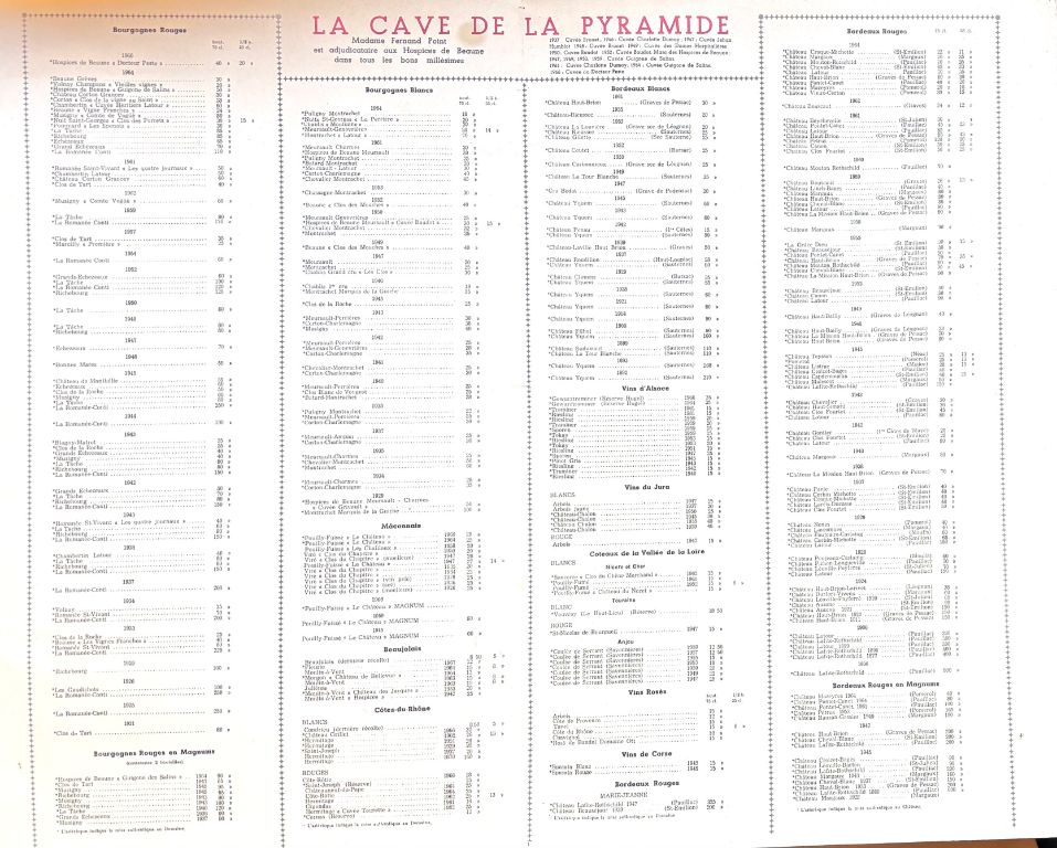 (*NEW ARRIVAL*) Fernand Point. La Cave du Restaurant de la Pyramide