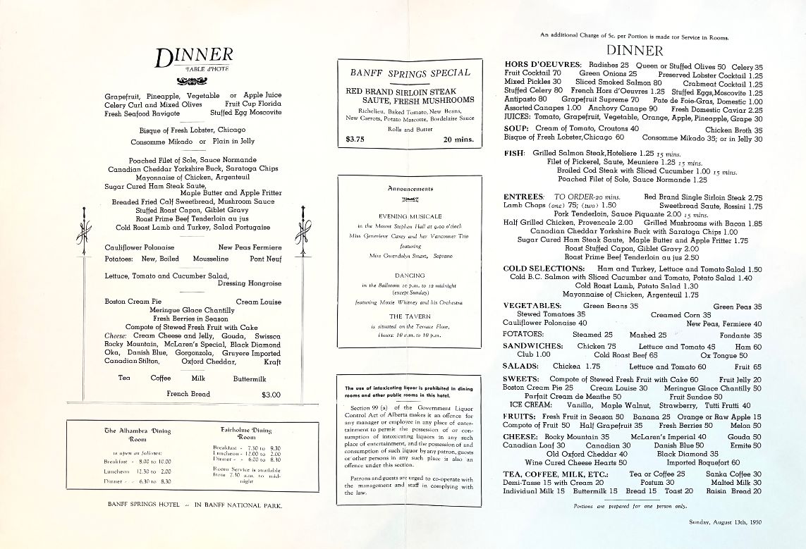 (*NEW ARRIVAL*) (Canadian) Banff Springs Hotel - Luncheon