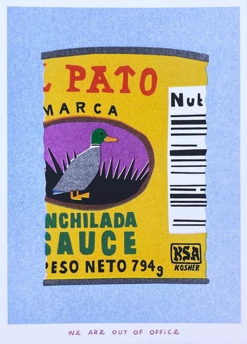 Risograph Print: Can of El Pato Enchilada Sauce