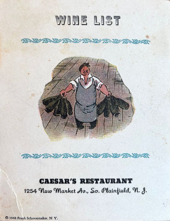 Caesar's Restaurant. Wine List