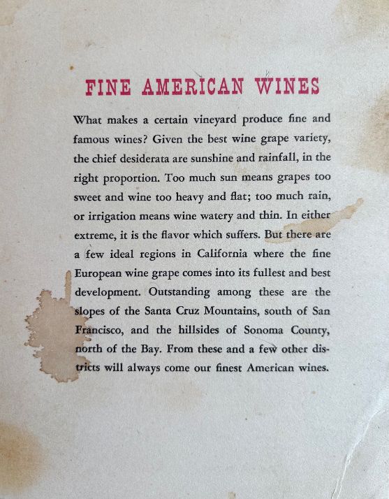 Caesar's Restaurant. Wine List