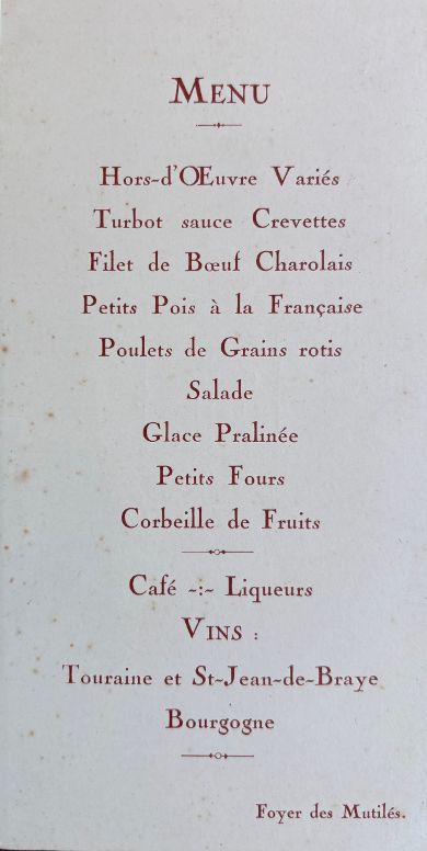 Association des Anciens Combattants du P.O. Banquet du 20 Janvier 1929