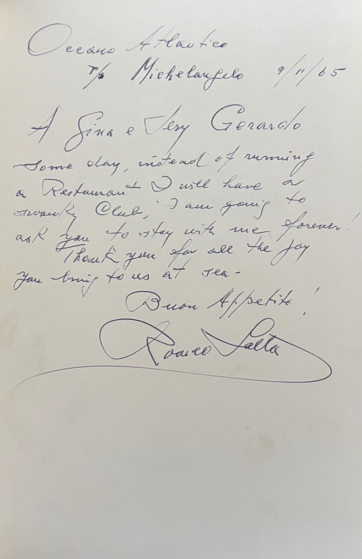 (Italian) Romeo Salta. Le Delizie della mia Cucina. *Signed*