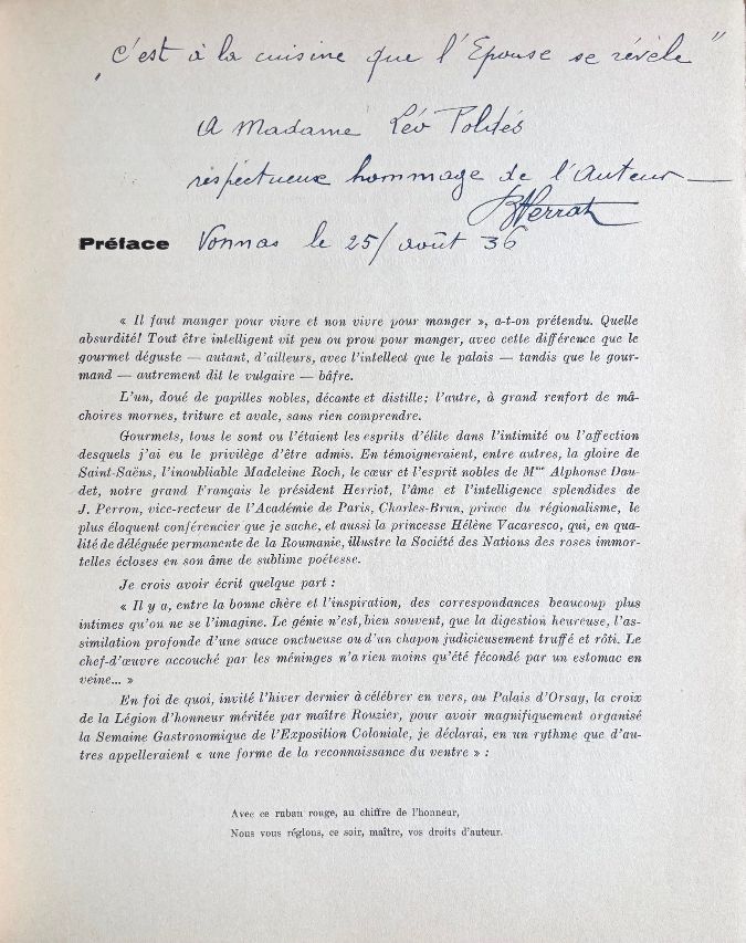 (French - Bresse) Benoît Perrat. Comus en Bresse: Rapsodie Culinaire at Gastronomique. *Signed*