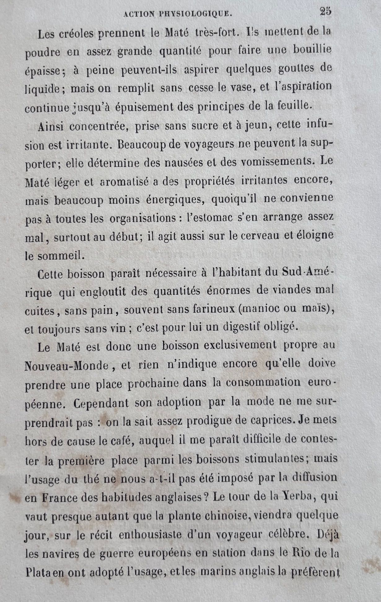 (Tea - Maté - Paraguay) Dr. Alfred Demersay. Etude Economique sur le Maté ou Thé du Paraguay. *Signed*