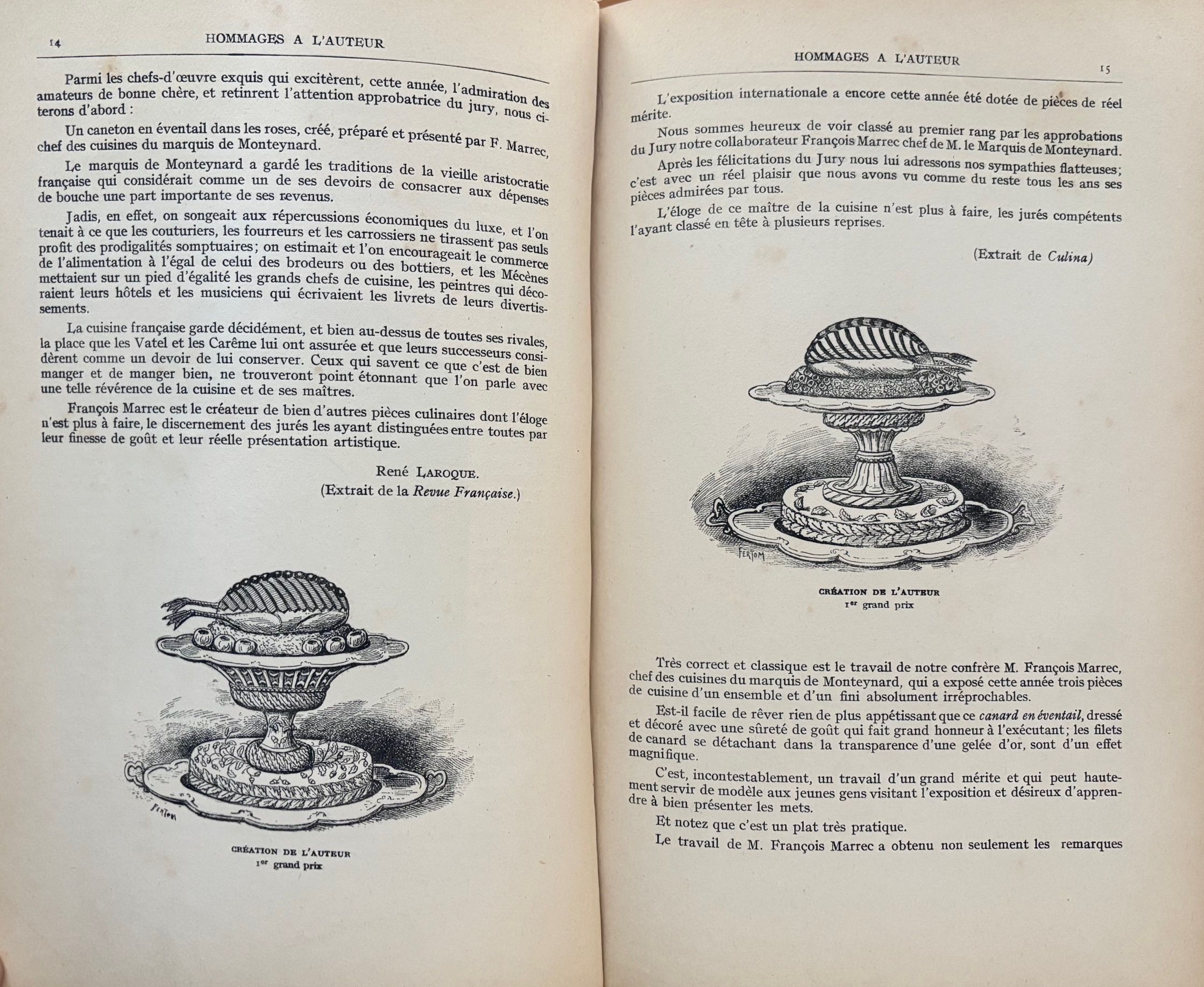 (*NEW ARRIVAL*) (Food Styling) Francois Marrec. Traite General de l'Ornamentation Artistique dans la Cuisine
