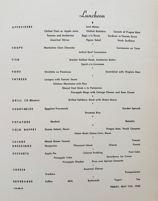American Export Lines. Luncheon