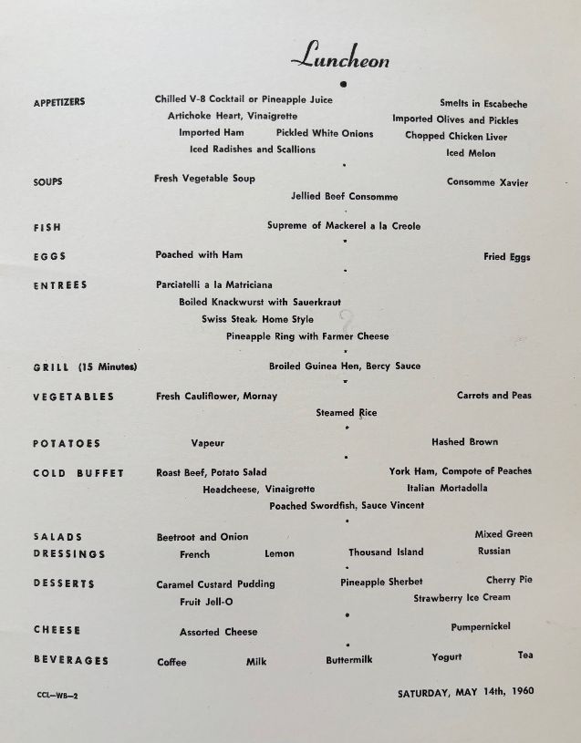 American Export Lines. Luncheon