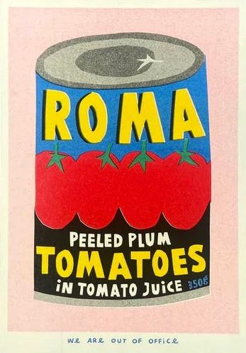 Risograph Print: Can of Roma Plum Tomatoes