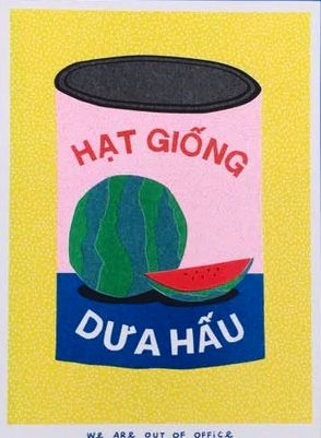 (*NEW ARRIVAL*) (Print) A risograph print of A Colorful Vietnamese Can Full of Watermelon Seeds