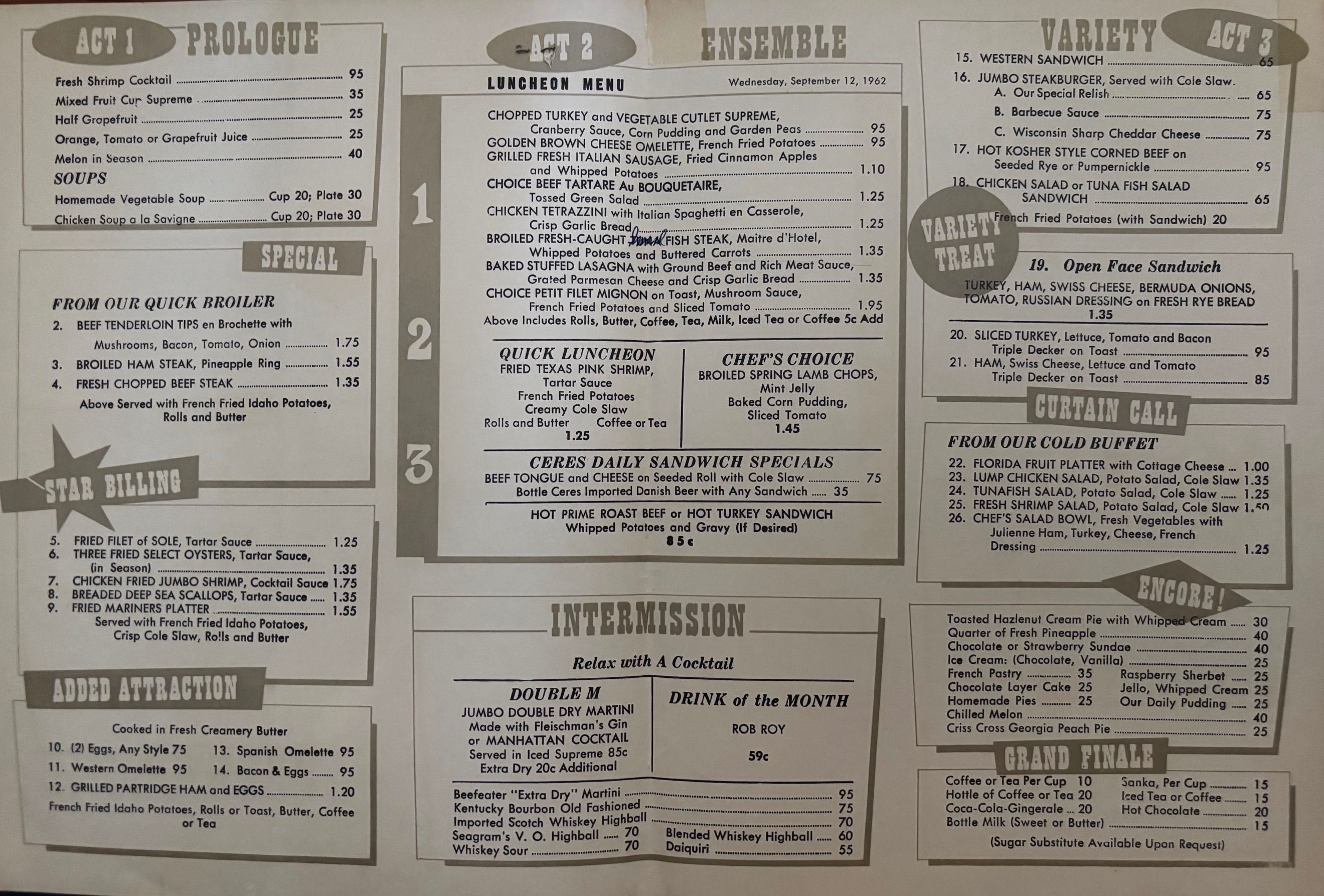 (*NEW ARRIVAL*) Ceres Restaurant. Menu