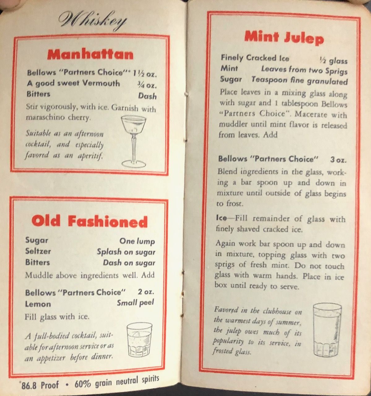 (Cocktails) Bellows & Co. Recipes for Mixed Drinks