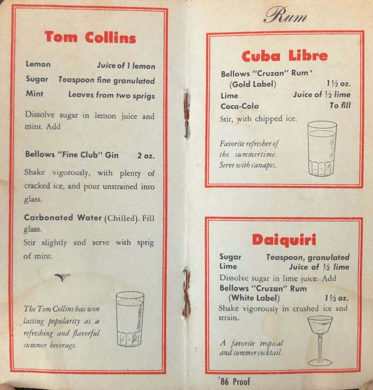(Cocktails) Bellows & Co. Recipes for Mixed Drinks