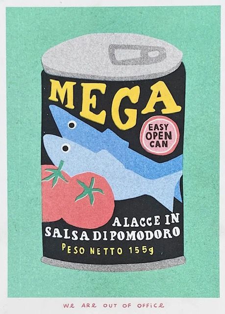 Risograph Print: Can of Mega Sardines