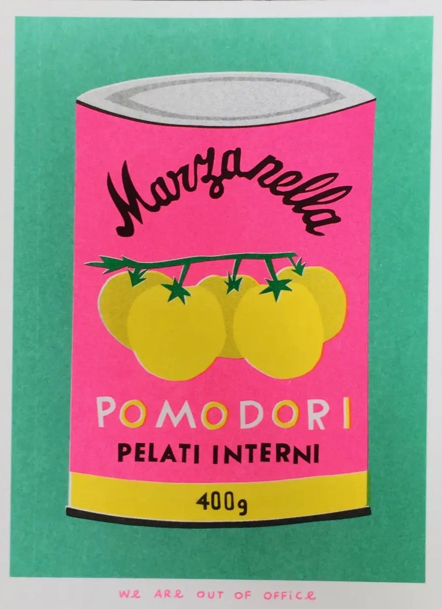Risograph Print: Can of Pomodori