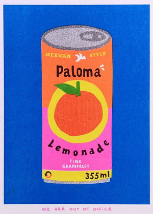 (*NEW ARRIVAL*) (Print) A Pink Risograph Print of a Can of Paloma Lemonade