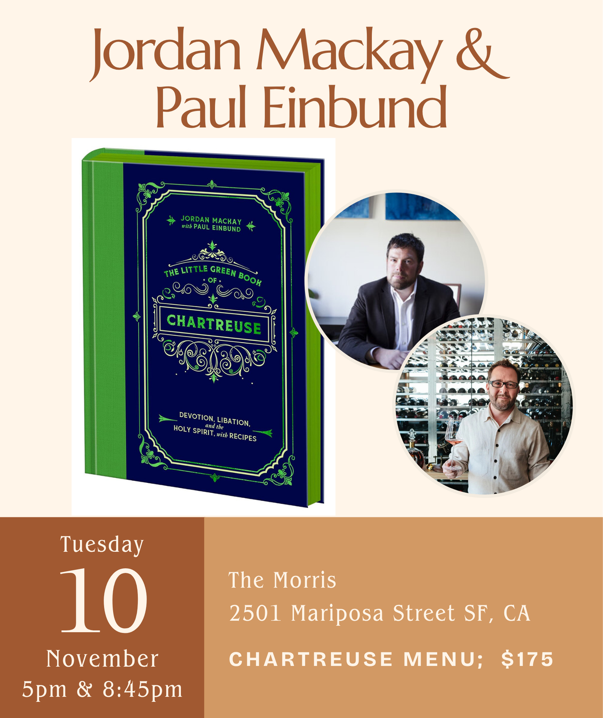 *OFF-SITE* Jordan Mackay & Paul Einbund at The Morris • The Little Green Book of Chartreuse Book Release Party