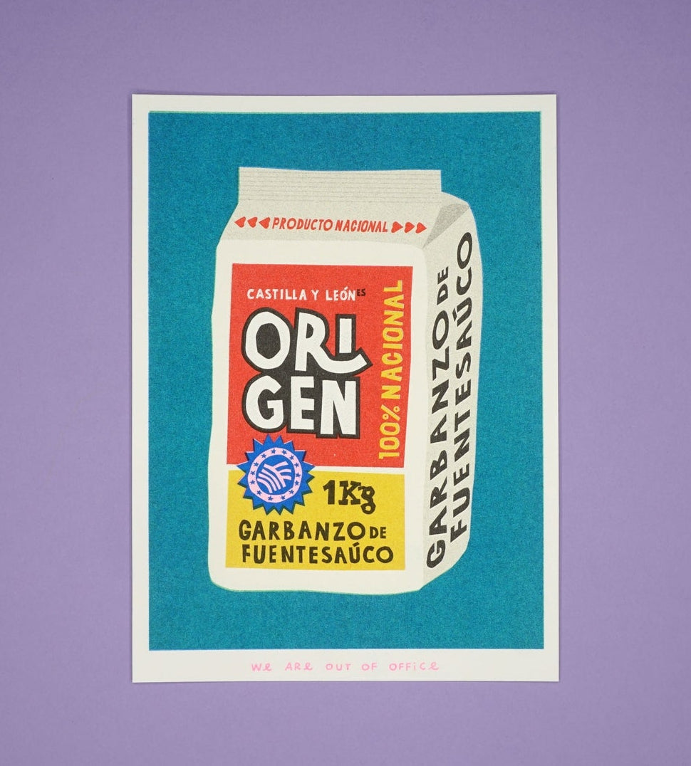 Risograph Print: A Bag of Origen Chickpeas